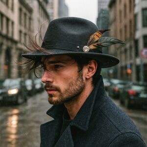 Feather Fedora Hat Rhinestone‎ Band Dressy Occasion Party Hat